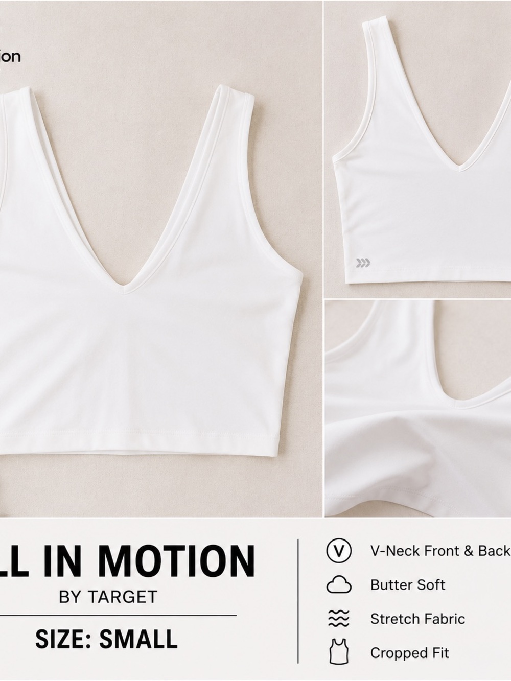 all in motion Light Gray Scoop Crop Tank